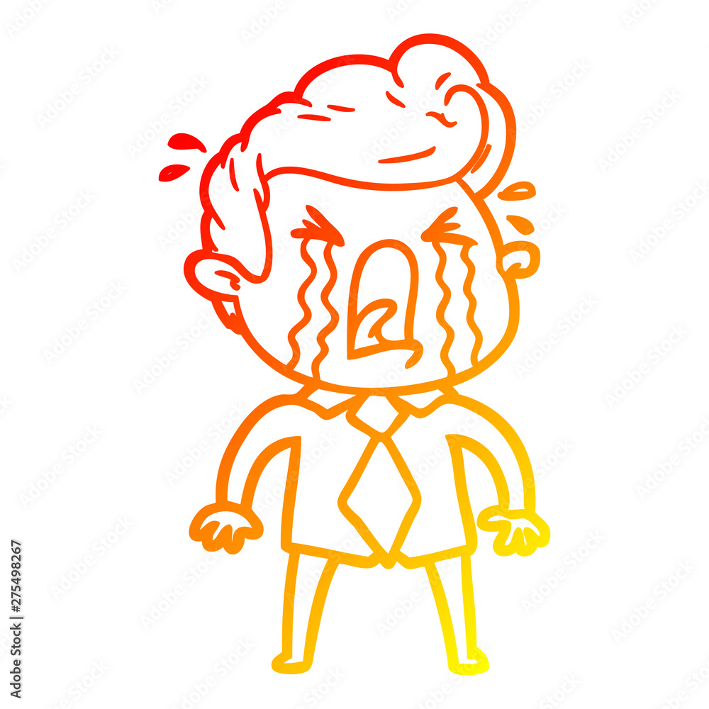 warm gradient line drawing cartoon crying man warm gradient line drawing cartoon crying man