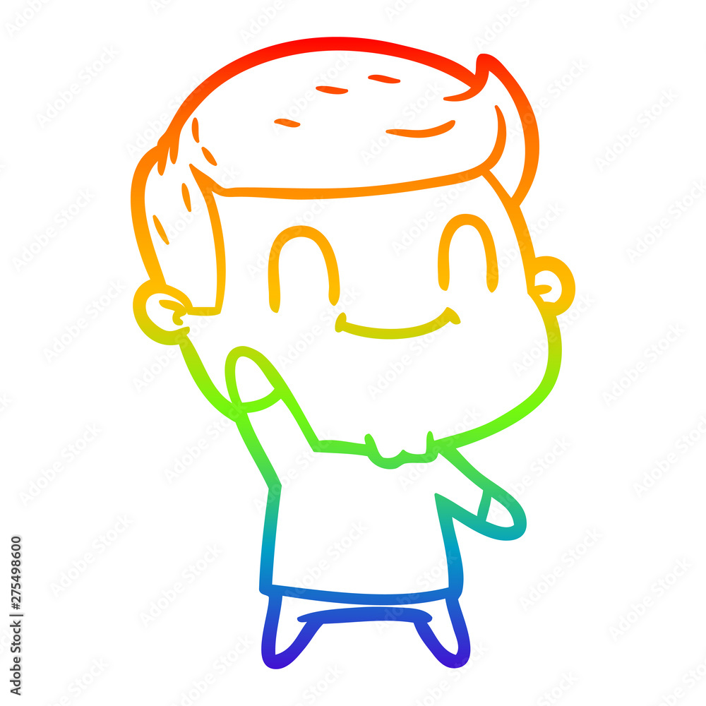 rainbow gradient line drawing cartoon happy man