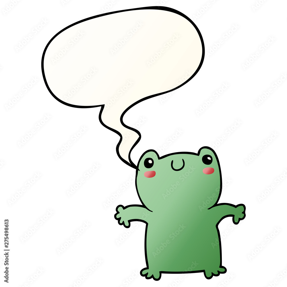 cartoon frog and speech bubble in smooth gradient style cartoon frog and speech bubble in smooth gradient style