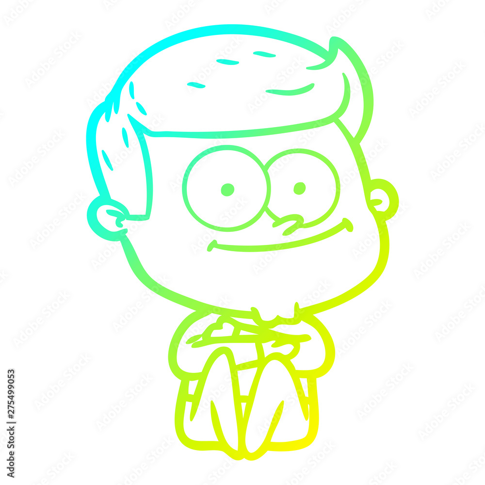 cold gradient line drawing cartoon happy man cold gradient line drawing cartoon happy man