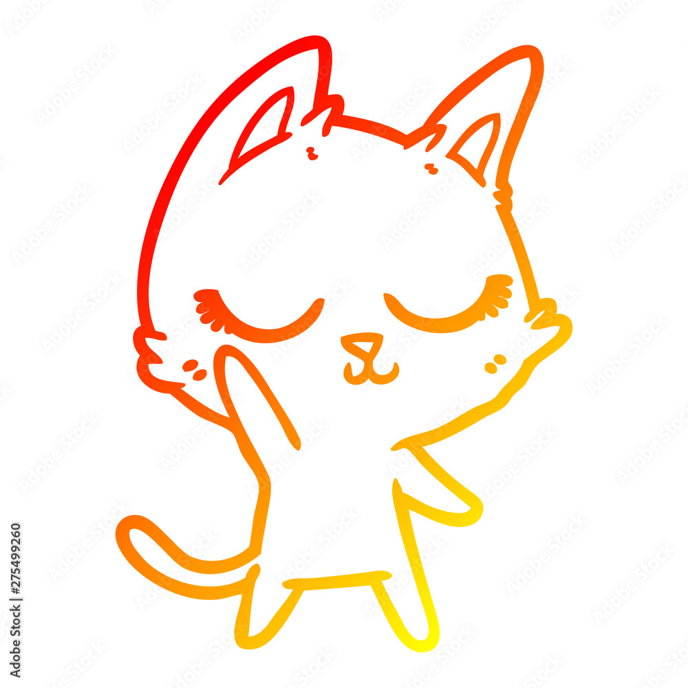 warm gradient line drawing calm cartoon cat warm gradient line drawing calm cartoon cat