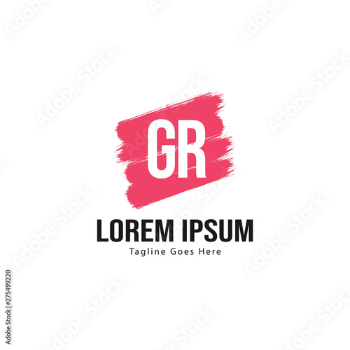 Initial GR logo template with modern frame. Minimalist GR letter logo vector illustration