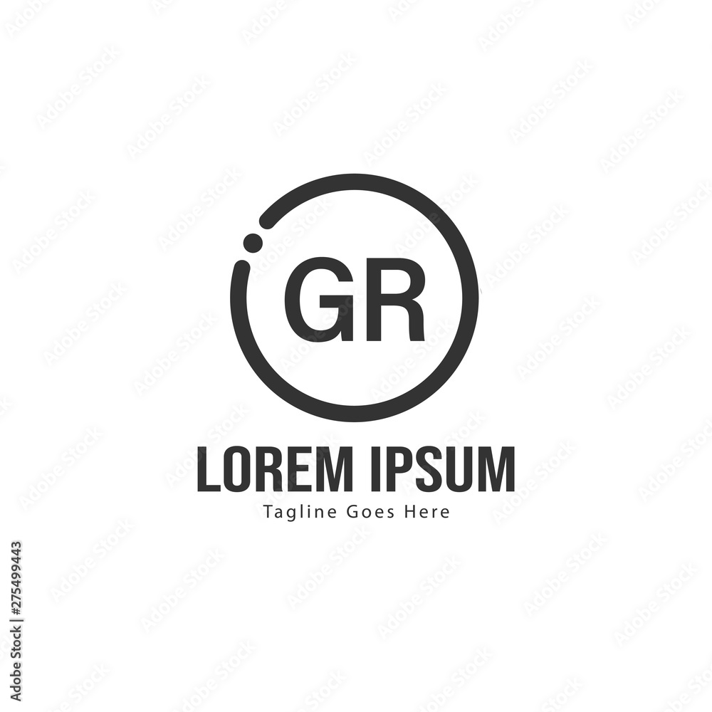 Initial GR logo template with modern frame. Minimalist GR letter logo vector illustration