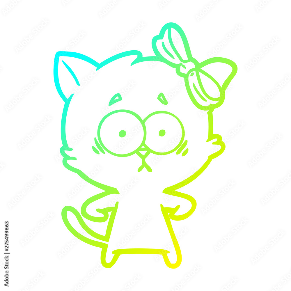cold gradient line drawing cartoon cat cold gradient line drawing cartoon cat