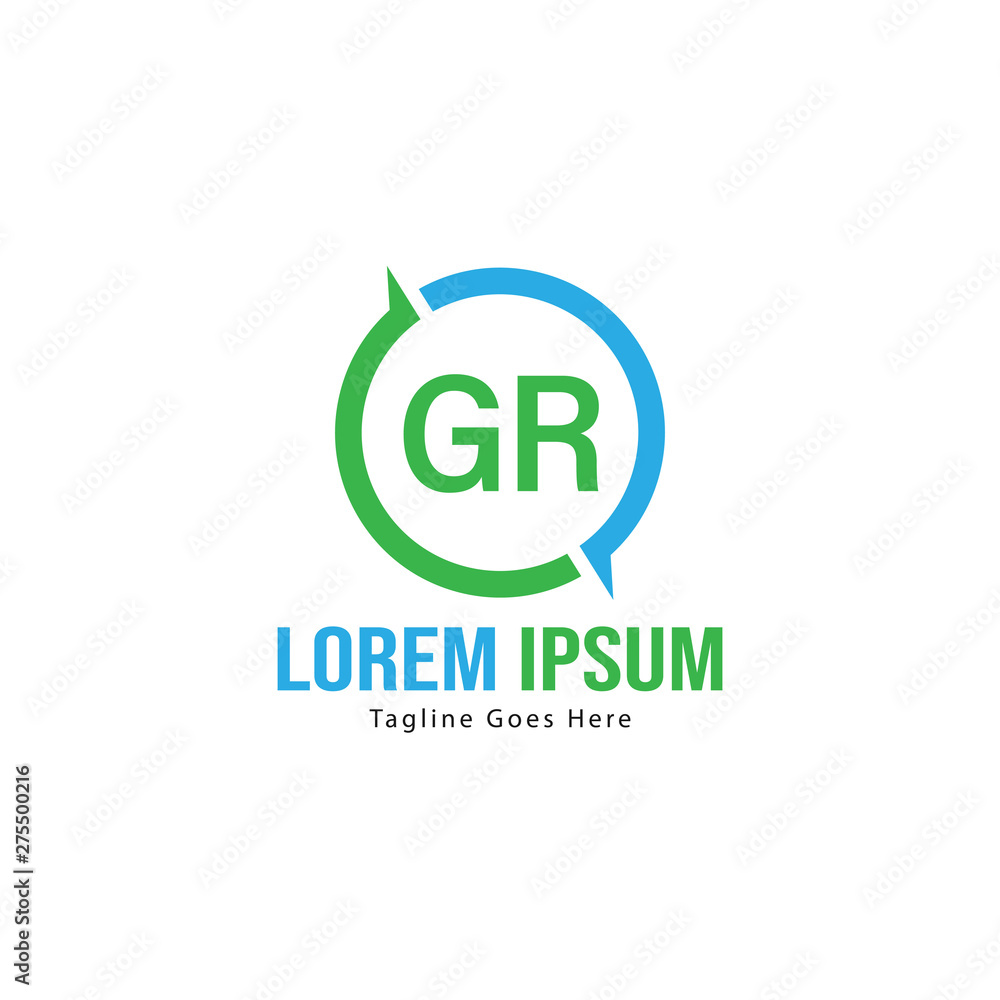 Initial GR logo template with modern frame. Minimalist GR letter logo vector illustration Initial GR logo template with modern frame. Minimalist GR letter logo vector illustration