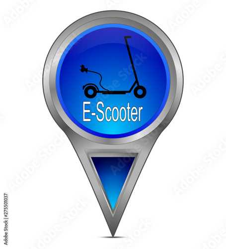 Map pointer with E-Scooter - illustration