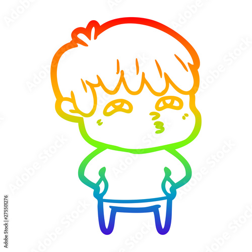 rainbow gradient line drawing cartoon curious man