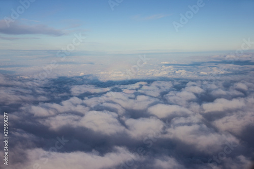 Clody blue sky aeral view above