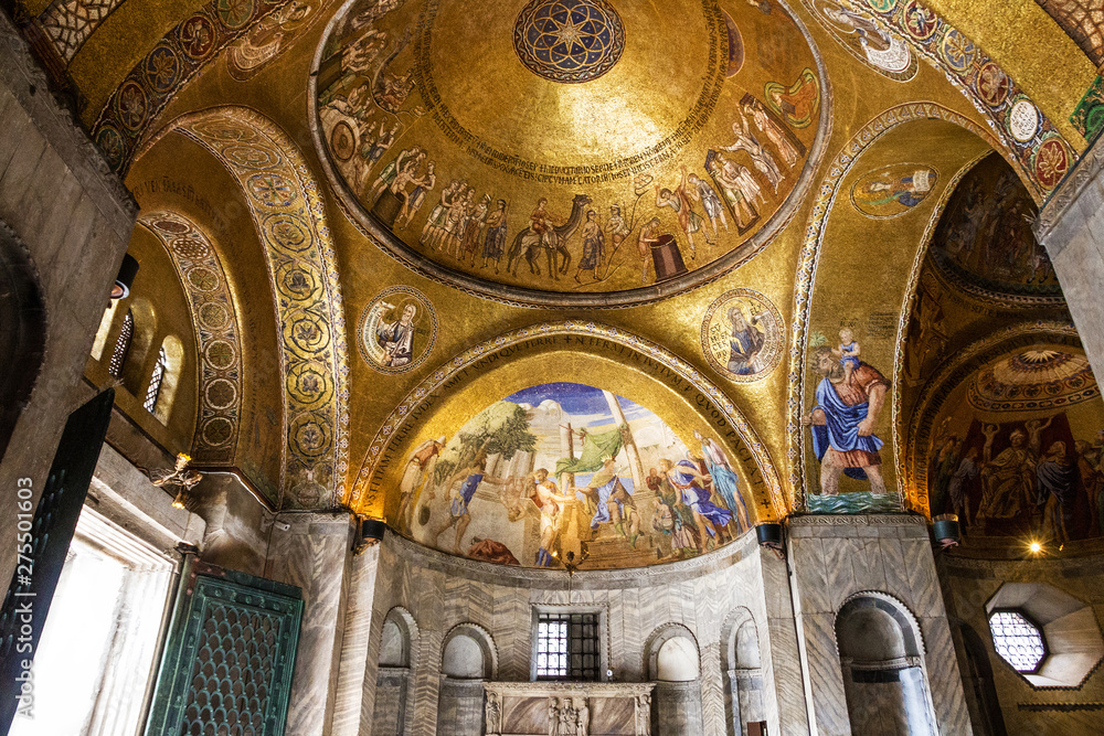 Venice, Italy, Saint Mark Cathedral church interior.