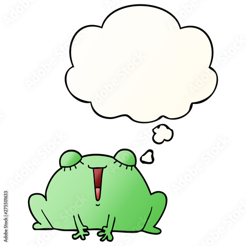 cute cartoon frog and thought bubble in smooth gradient style