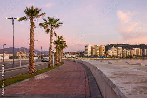 Malaga, Spain, sunset passenger port seafront. © Travel Faery