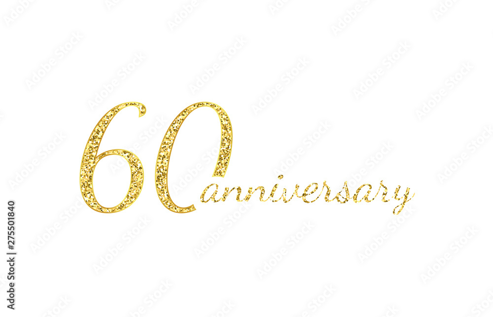 60 anniversary logo concept. 60th years birthday icon. Isolated golden numbers on black background. Vector illustration. EPS10. 60 anniversary logo concept. 60th years birthday icon. Isolated golden numbers on black background. Vector illustration. EPS10.