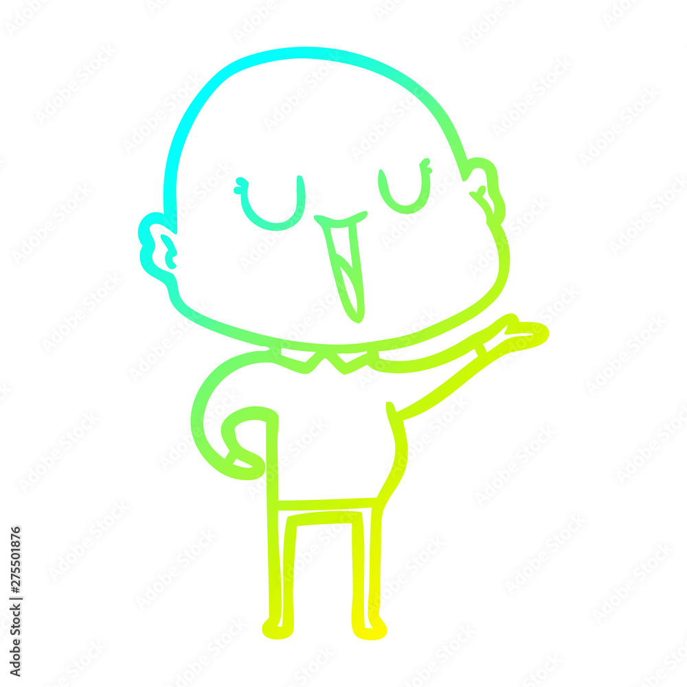 cold gradient line drawing happy cartoon bald man cold gradient line drawing happy cartoon bald man