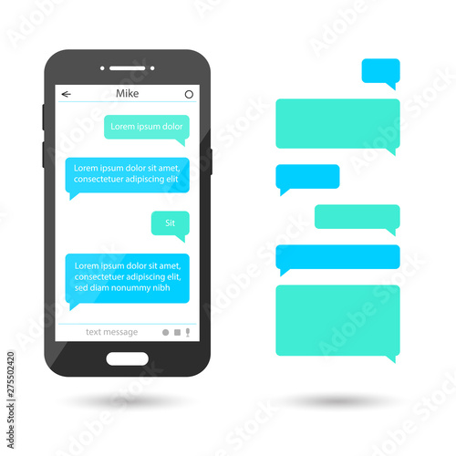 Message bubbles set for chat, messaging. Smartphone template