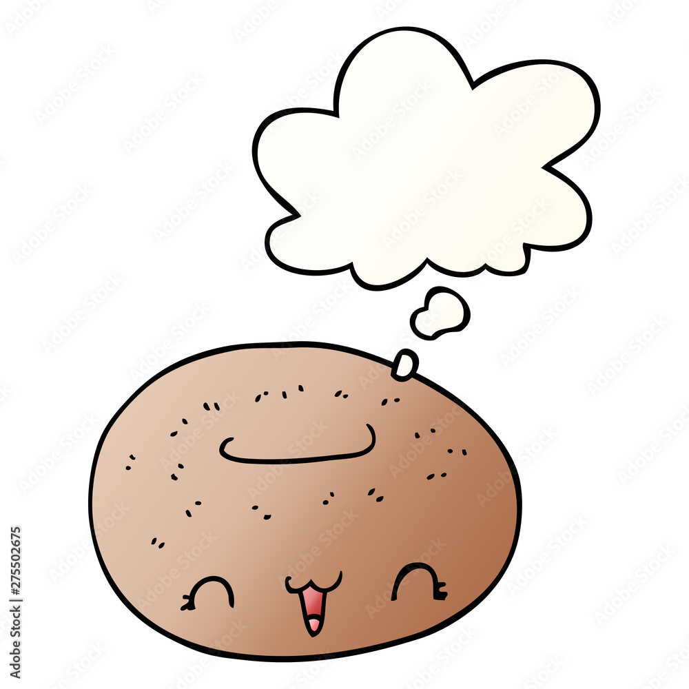 cute cartoon donut and thought bubble in smooth gradient style cute cartoon donut and thought bubble in smooth gradient style