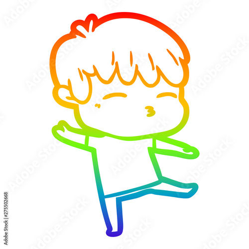 rainbow gradient line drawing cartoon curious boy