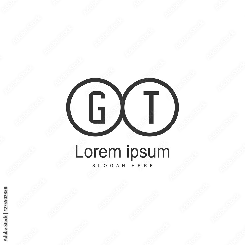 Initial GT logo template with modern frame. Minimalist GT letter logo vector illustration Initial GT logo template with modern frame. Minimalist GT letter logo vector illustration