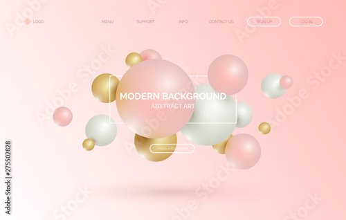 3d sphere, balloon realistic background, banner for presentation, landing page, web site.