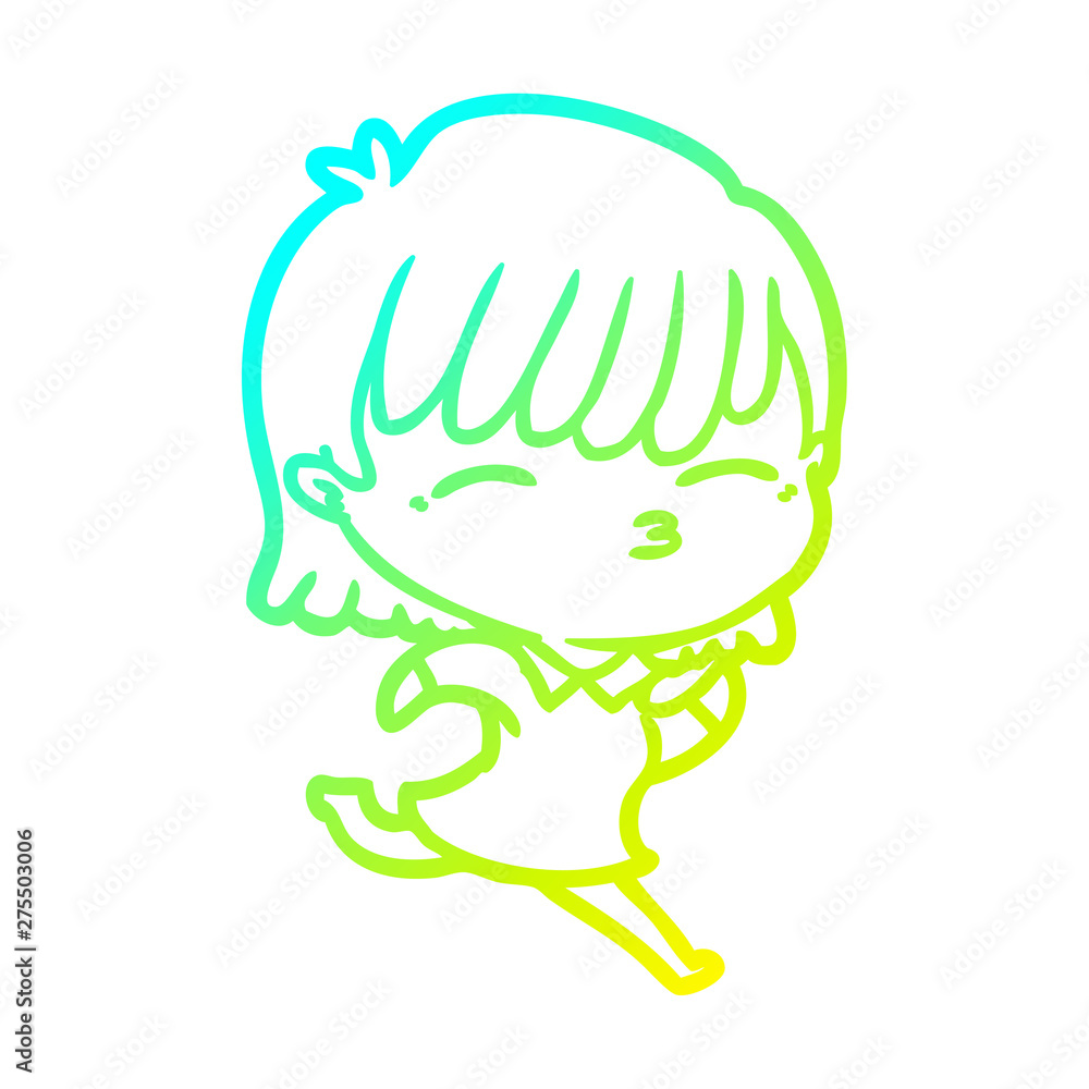 cold gradient line drawing cartoon woman cold gradient line drawing cartoon woman