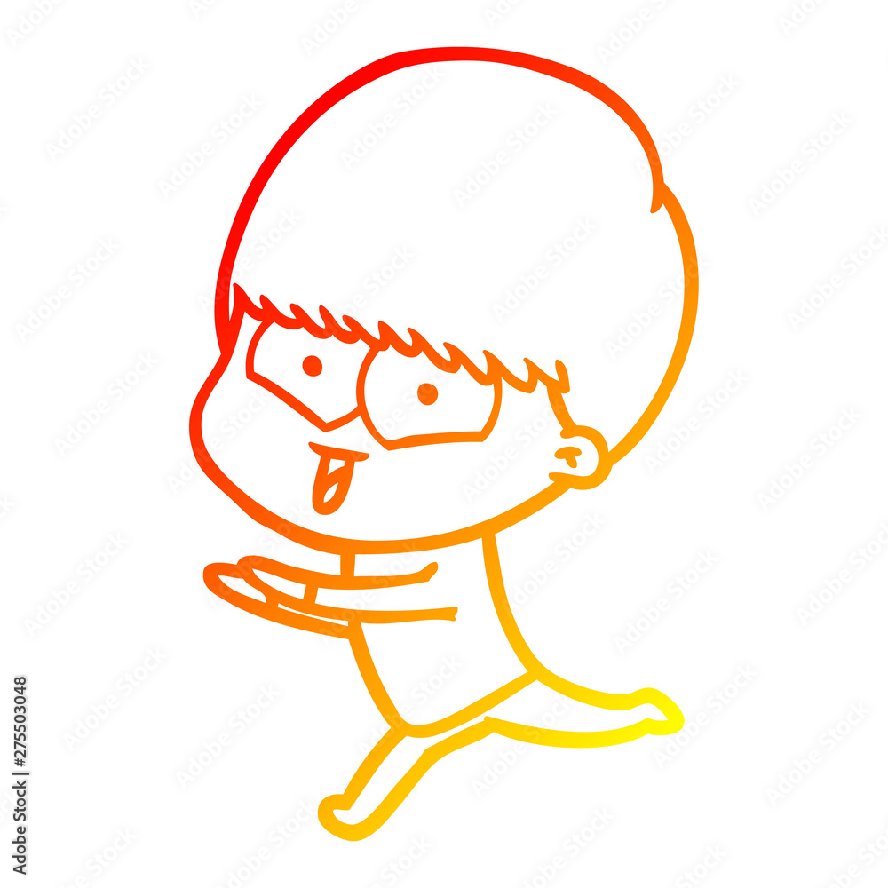 warm gradient line drawing cartoon happy boy warm gradient line drawing cartoon happy boy
