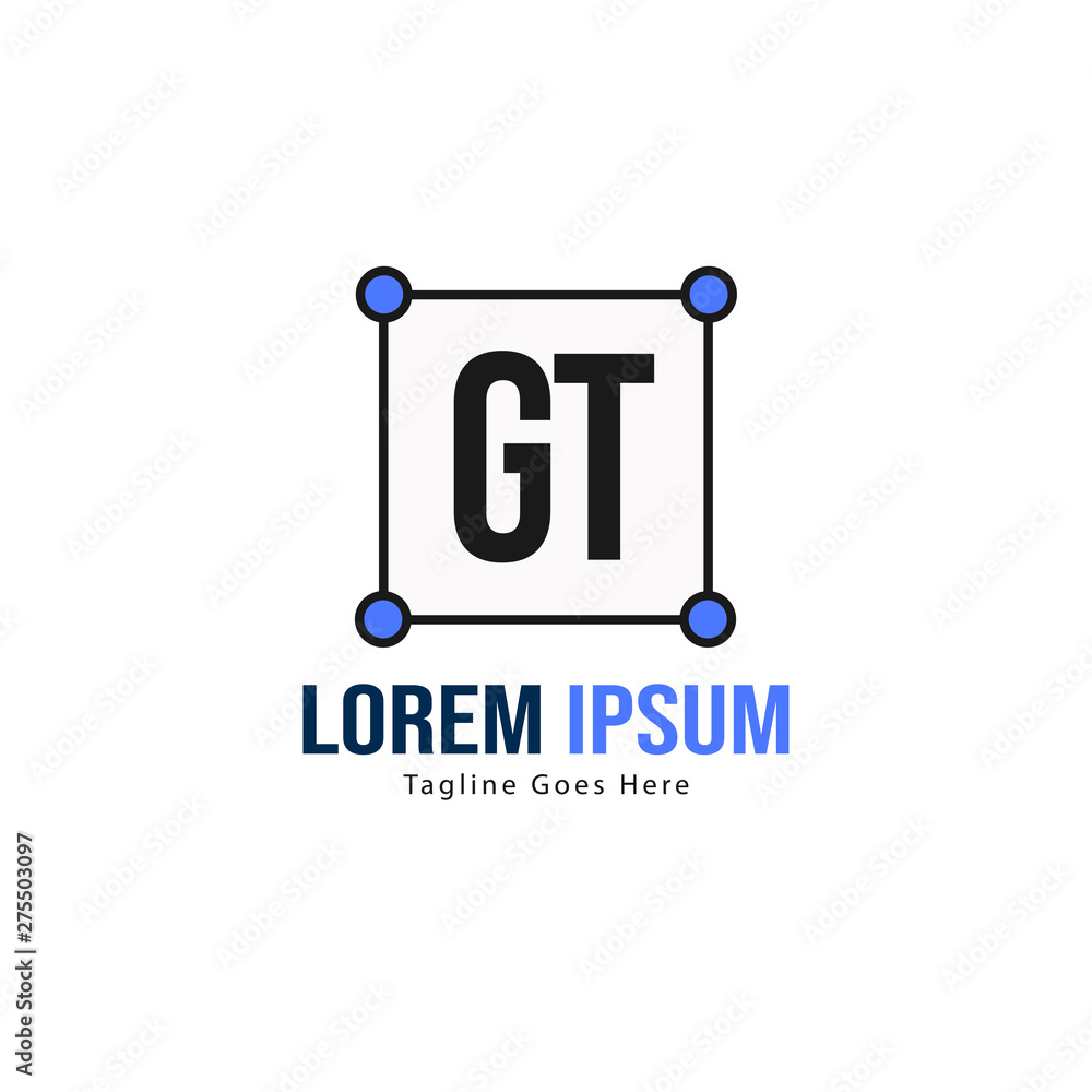 Initial GT logo template with modern frame. Minimalist GT letter logo vector illustration Initial GT logo template with modern frame. Minimalist GT letter logo vector illustration