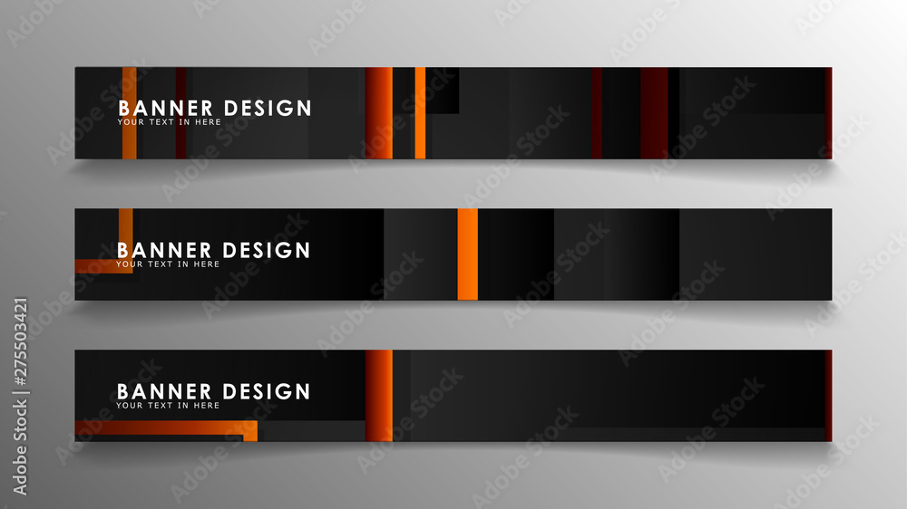 Fototapeta premium Abstract geometric and rectangular pattern banners with orange gradients