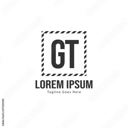 Initial GT logo template with modern frame. Minimalist GT letter logo vector illustration