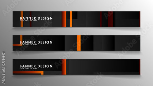 Abstract geometric and rectangular pattern banners with orange gradients