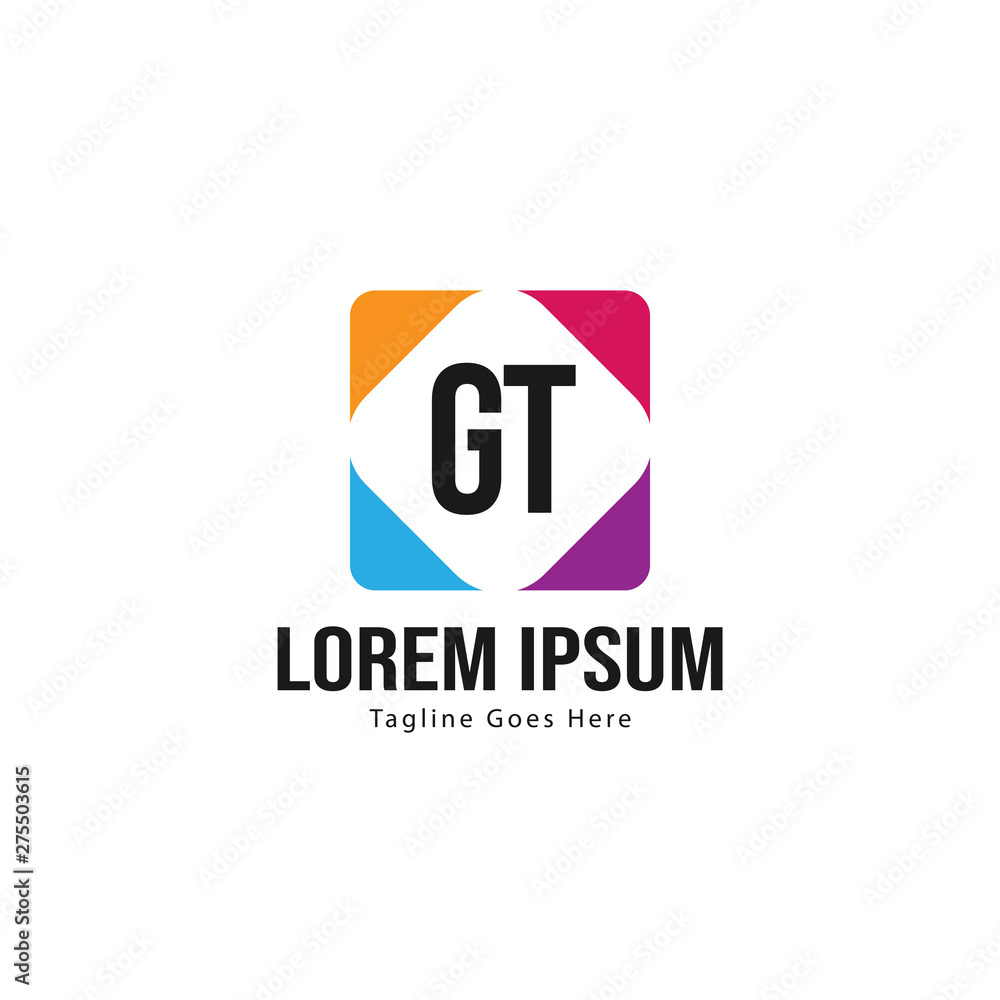 Initial GT logo template with modern frame. Minimalist GT letter logo vector illustration Initial GT logo template with modern frame. Minimalist GT letter logo vector illustration