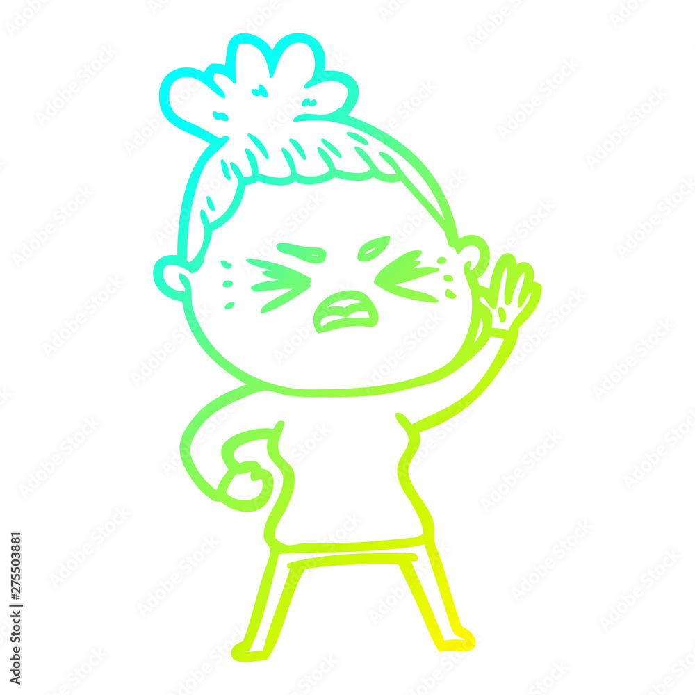 cold gradient line drawing cartoon angry woman cold gradient line drawing cartoon angry woman