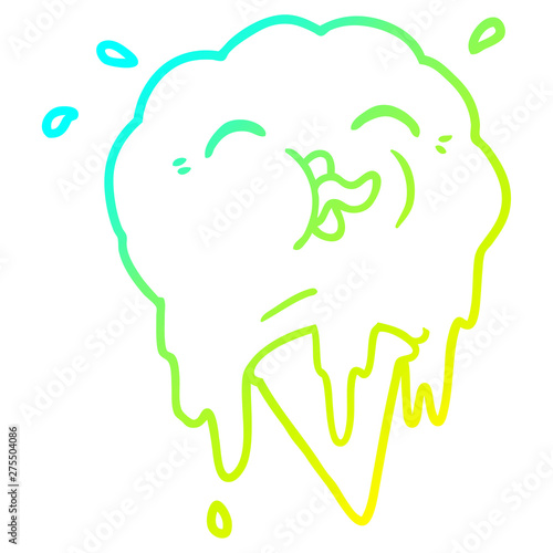cold gradient line drawing cartoon melting ice cream