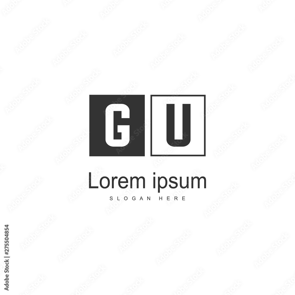 Initial GU logo template with modern frame. Minimalist GU letter logo vector illustration Initial GU logo template with modern frame. Minimalist GU letter logo vector illustration