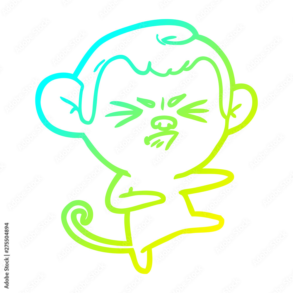 cold gradient line drawing cartoon angry monkey cold gradient line drawing cartoon angry monkey