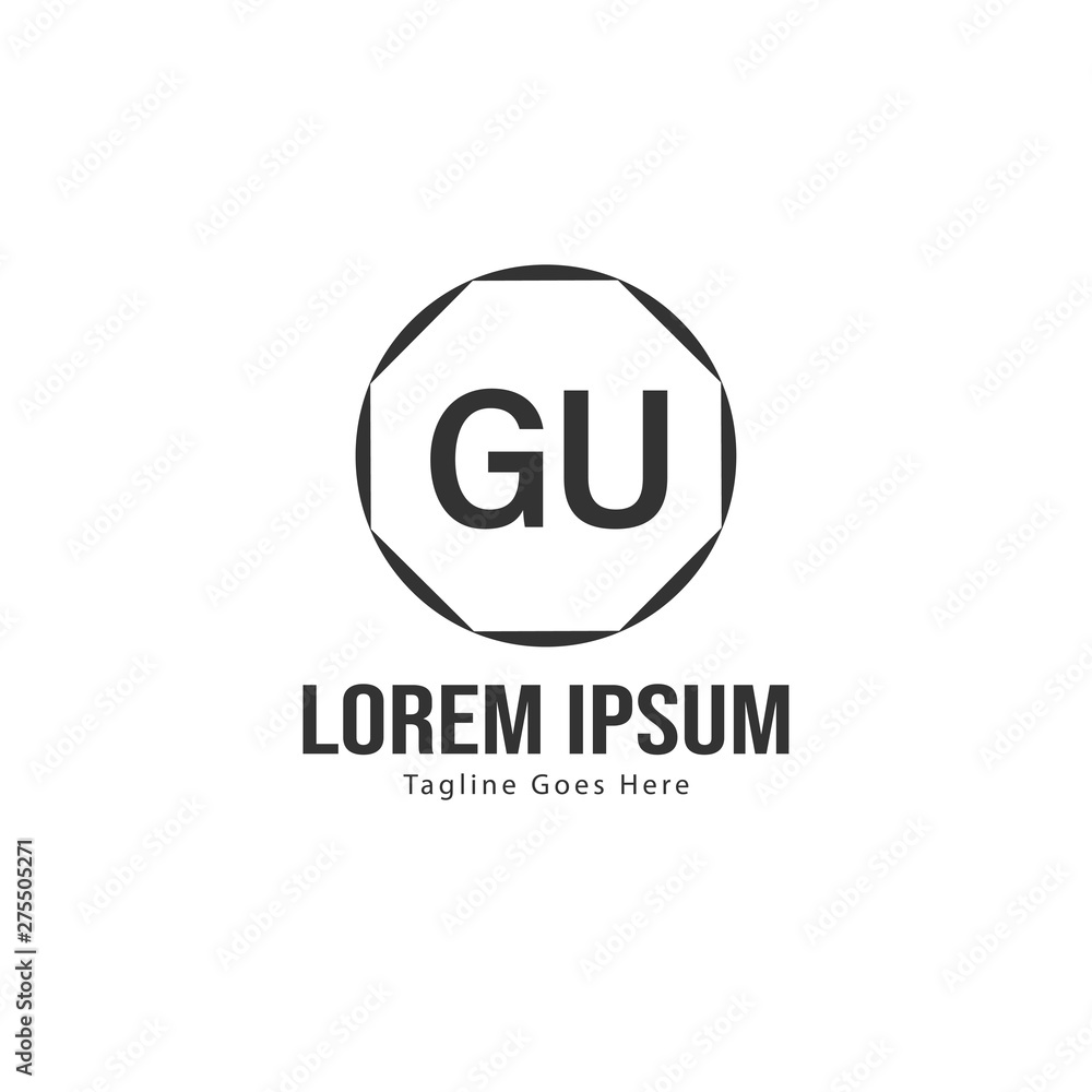 Initial GU logo template with modern frame. Minimalist GU letter logo vector illustration Initial GU logo template with modern frame. Minimalist GU letter logo vector illustration