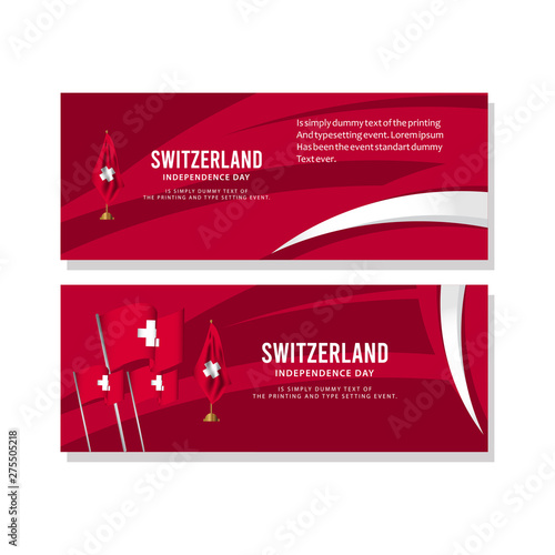 Switzerland Independence Day Celebration, Poster, banner set Design for printing Vector Template Illustration