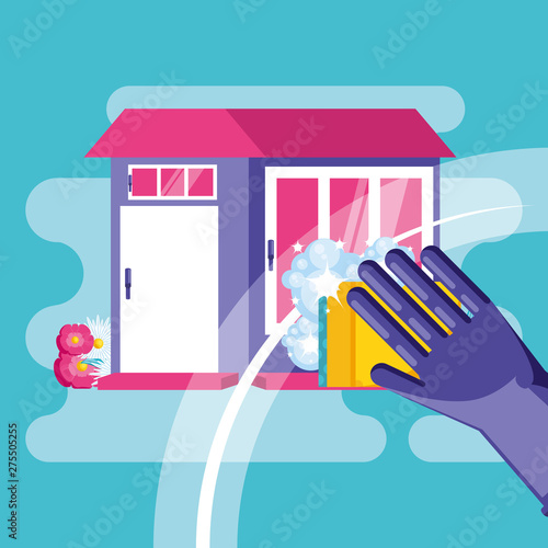housekeeping tools with facade home