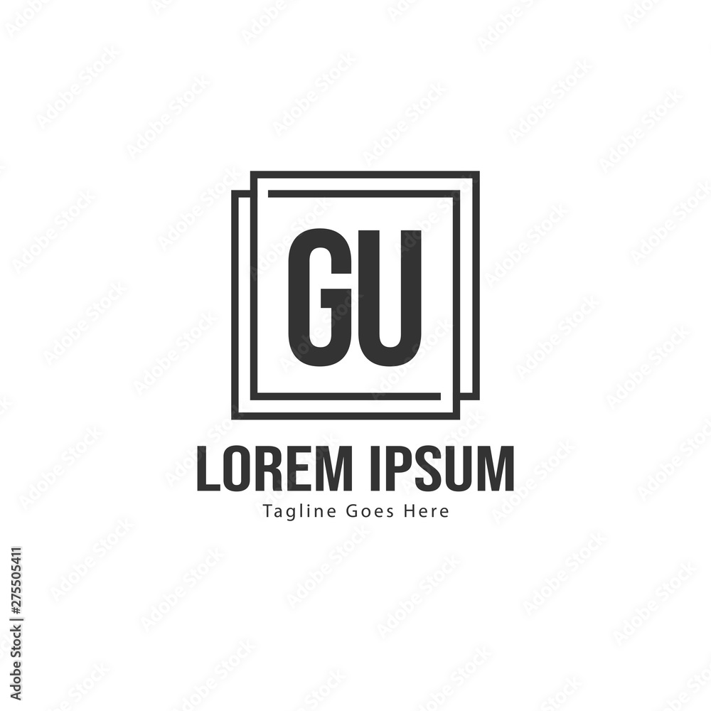Initial GU logo template with modern frame. Minimalist GU letter logo vector illustration Initial GU logo template with modern frame. Minimalist GU letter logo vector illustration
