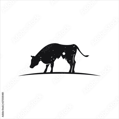 Farm Animal logo Cow Silhouette illustration