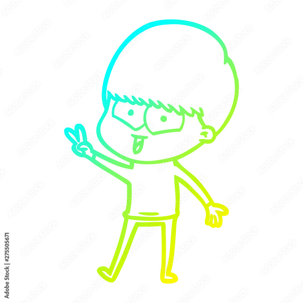 cold gradient line drawing cartoon happy boy cold gradient line drawing cartoon happy boy