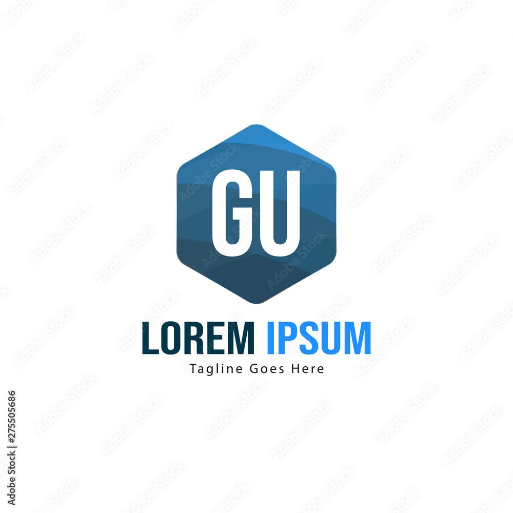 Initial GU logo template with modern frame. Minimalist GU letter logo vector illustration Initial GU logo template with modern frame. Minimalist GU letter logo vector illustration