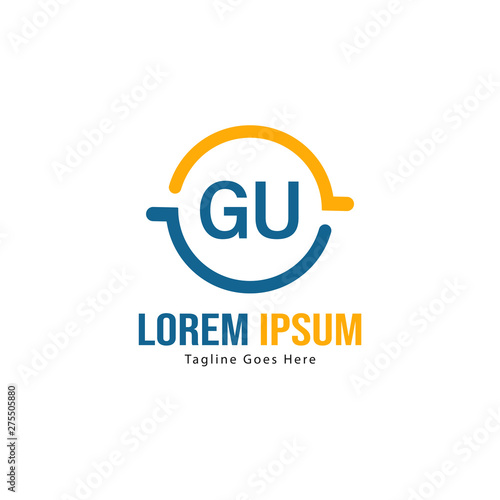 Initial GU logo template with modern frame. Minimalist GU letter logo vector illustration © Robani