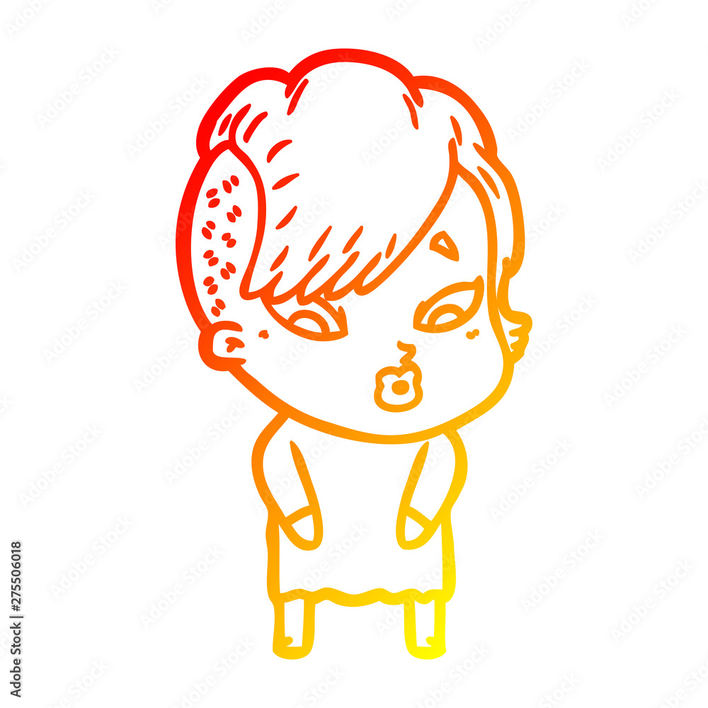 warm gradient line drawing cartoon surprised girl warm gradient line drawing cartoon surprised girl