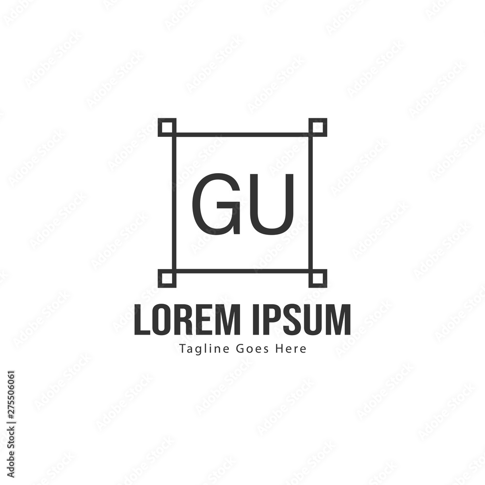 Initial GU logo template with modern frame. Minimalist GU letter logo vector illustration Initial GU logo template with modern frame. Minimalist GU letter logo vector illustration