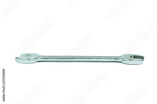 A little old wrench or spanner put on white floor and background with clipping path. © DesignStory