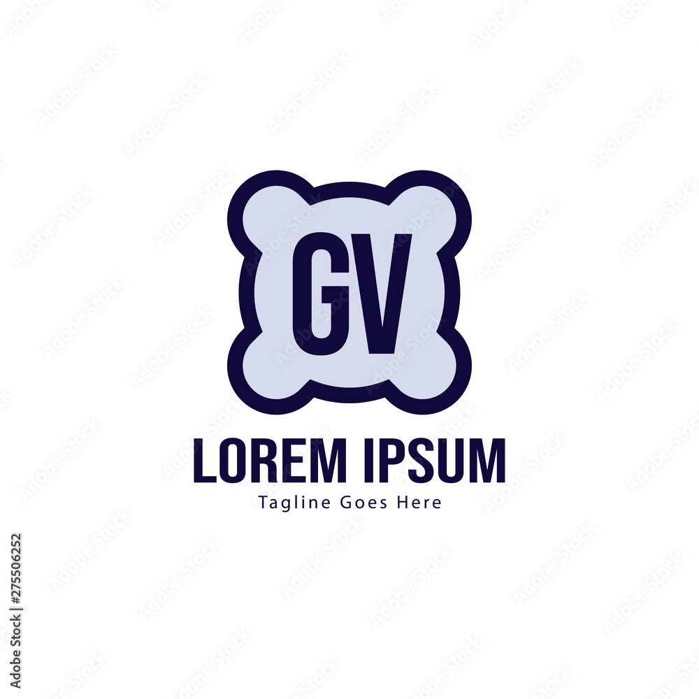 Initial GV logo template with modern frame. Minimalist GV letter logo vector illustration Initial GV logo template with modern frame. Minimalist GV letter logo vector illustration
