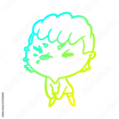 cold gradient line drawing cute cartoon rude girl