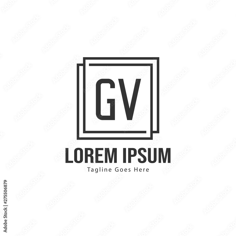 Initial GV logo template with modern frame. Minimalist GV letter logo vector illustration Initial GV logo template with modern frame. Minimalist GV letter logo vector illustration
