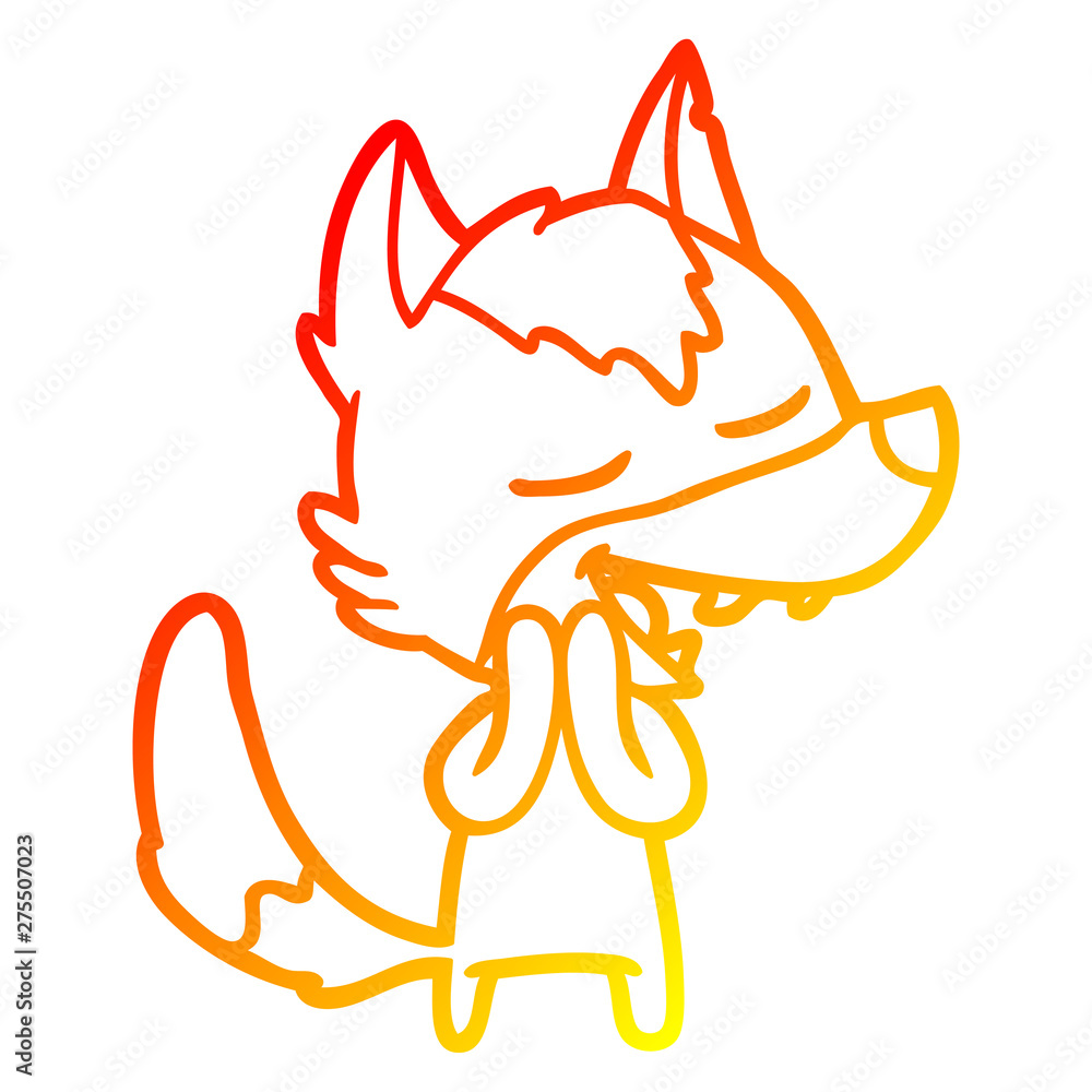 warm gradient line drawing cartoon wolf laughing warm gradient line drawing cartoon wolf laughing