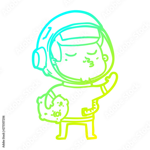 cold gradient line drawing cartoon confident astronaut