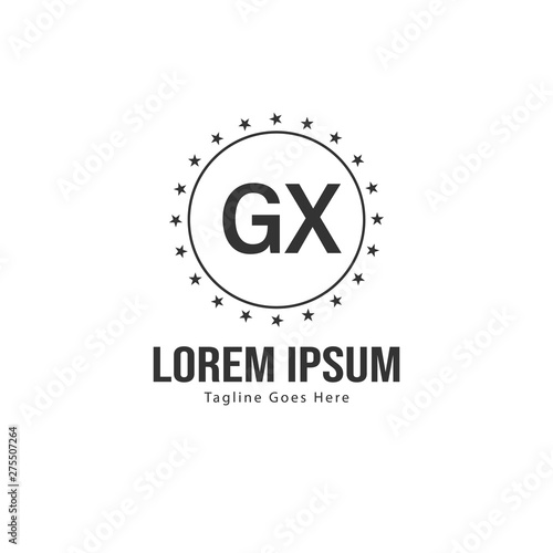 Initial GX logo template with modern frame. Minimalist GX letter logo vector illustration